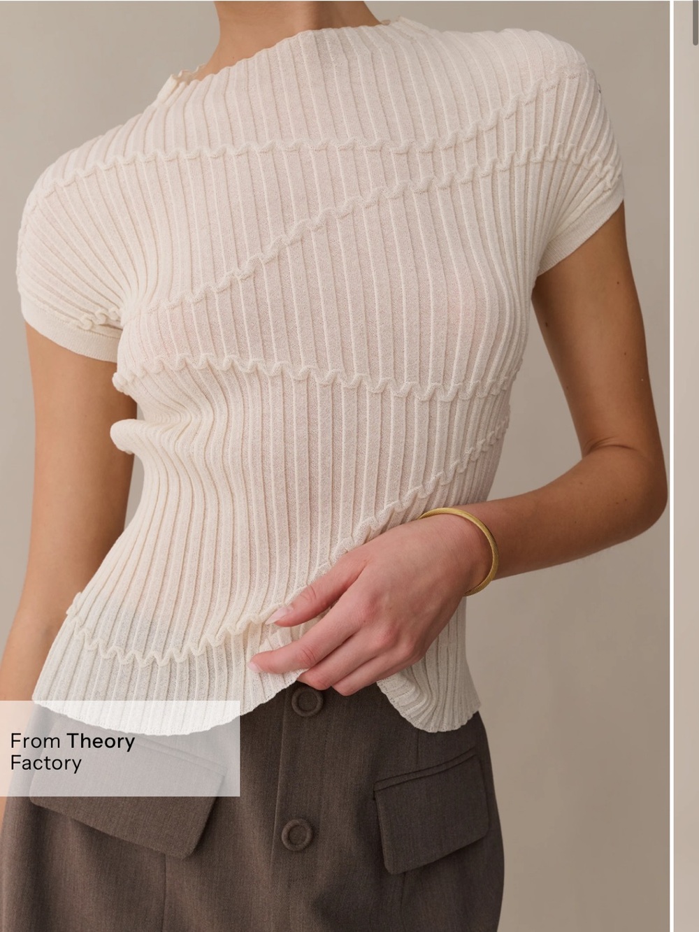 NWT Kourt Maura Sculptural Ribbed Textured Stretch Few Moda Theory Factory Top M